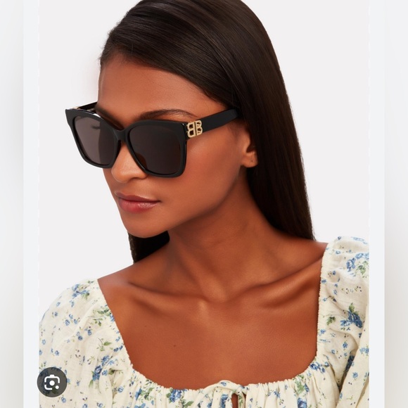 Balenciaga Womens BB0102SA 001 Black Gold Logo Sunglasses - Picture 7 of 7